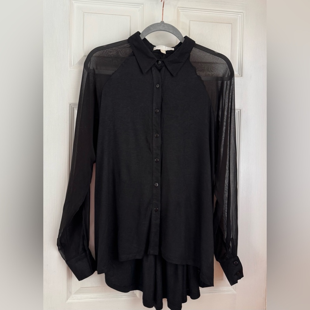 Elegant Black Button Down Blouse from Lumiere Annie Sez / Size Medium